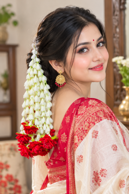 Artificial Hair Flower For Woman gajra flower hair.  সুন্দরী গজরা ফুলের হেয়ার অ্যাক্সেসরিজ ও হ্যান্ড ব্রেসলেট